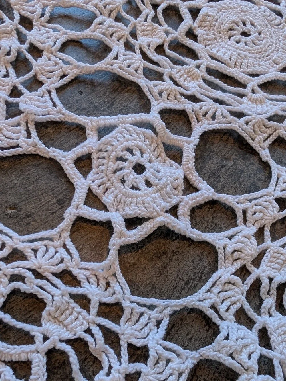 Crochet Tablecloth Cotton Vintage Country Folk Cottage Boho Rectangle